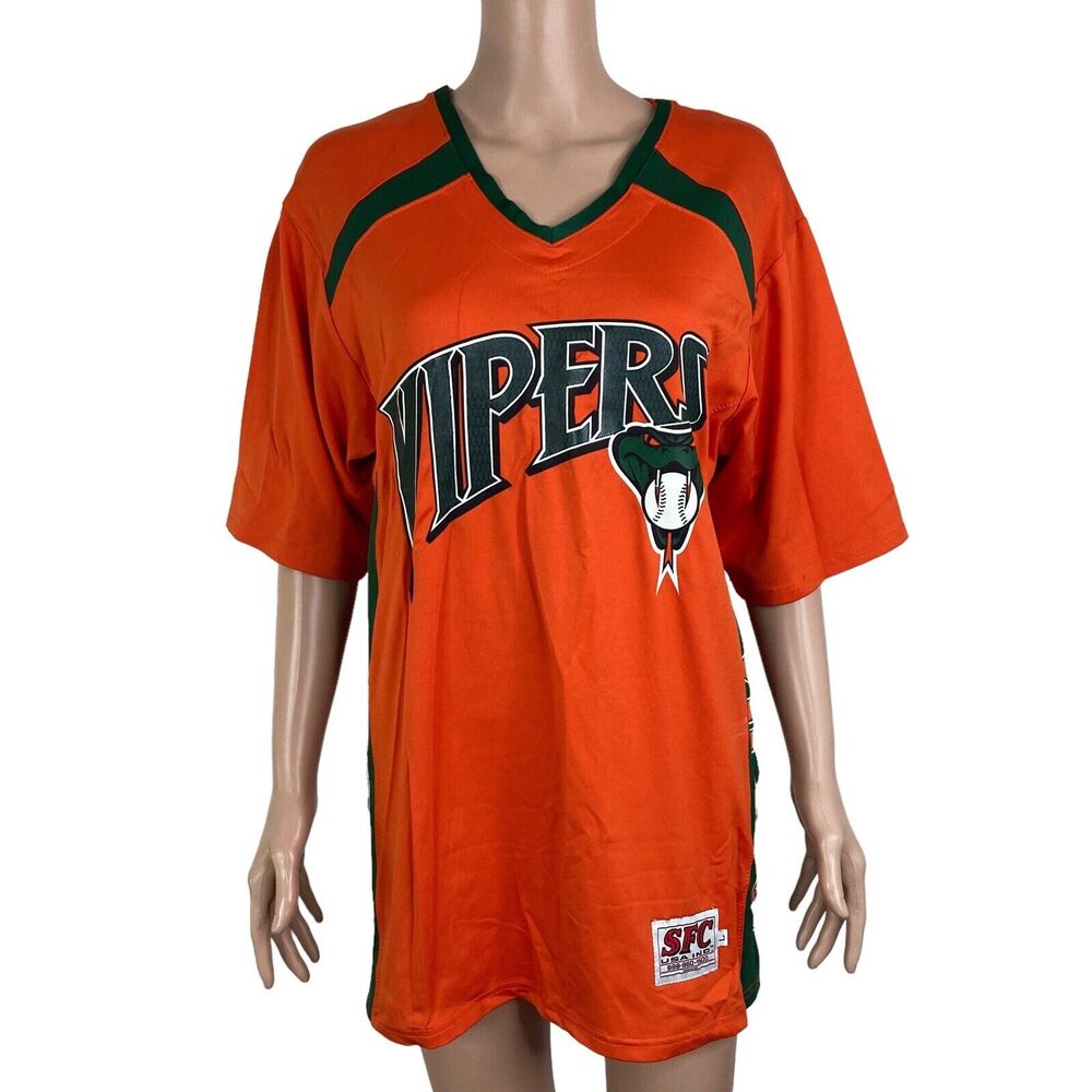 Vipers Jersey Mens Large Orange Green Snake Baseball aaa mlb ncaa